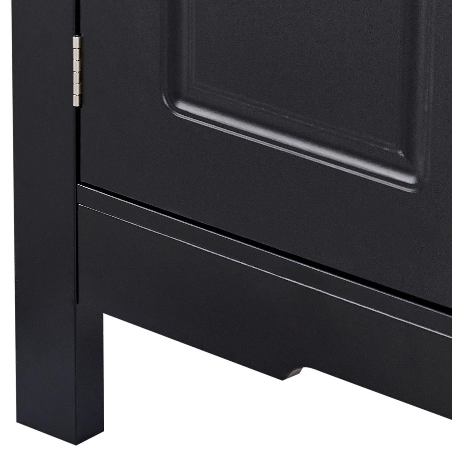 Black MDF Sideboard With Glass Fronts 2 Doors Wine Rack And Storage Mediterranean Style