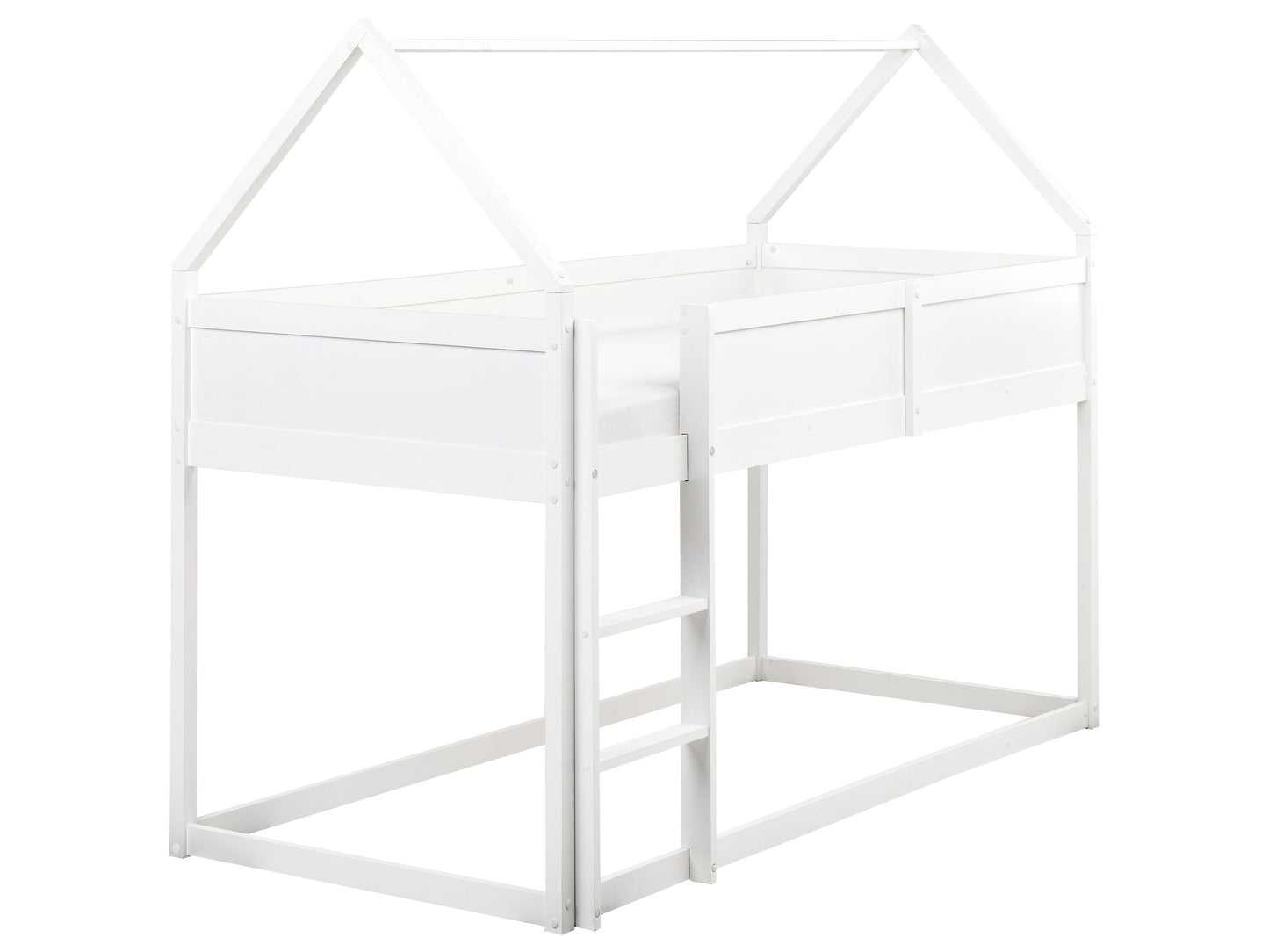 BrightNest Kids Loft Bed White Pine Wood EU Single Size With Slatted Frame And Playful House Shape