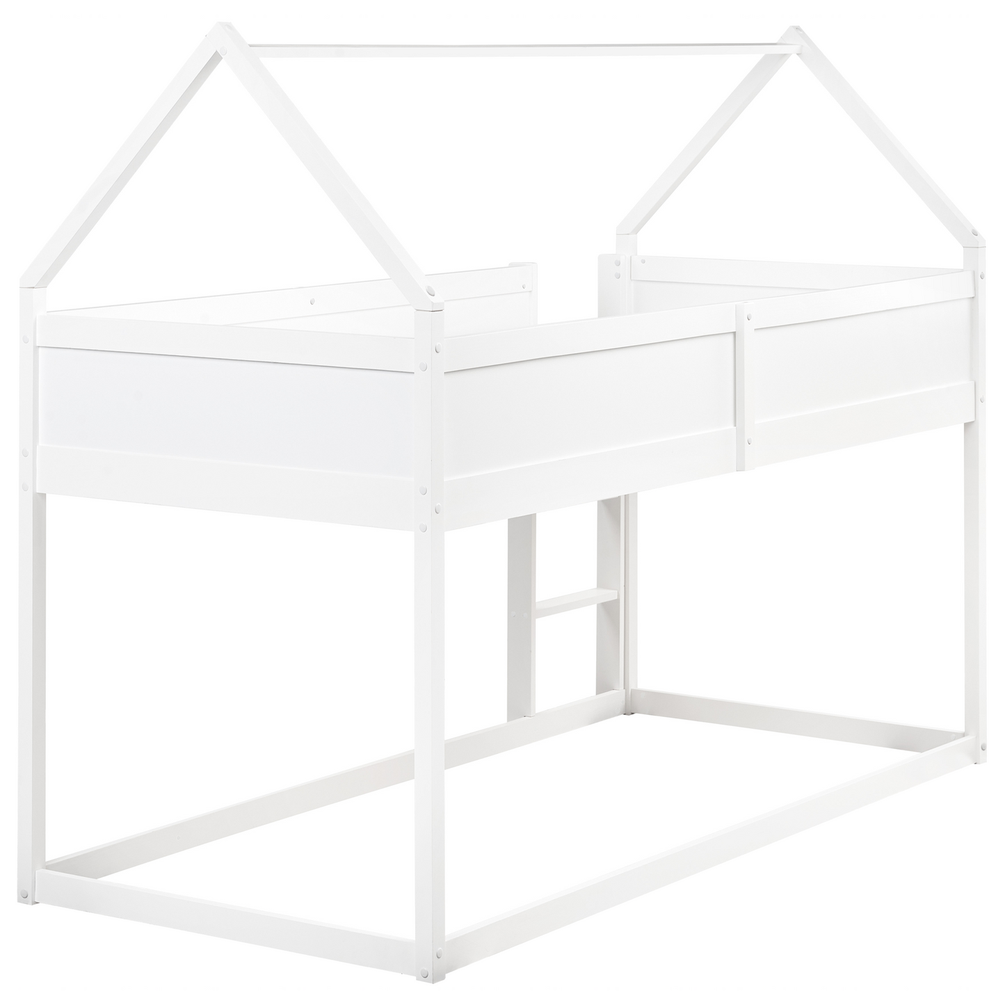 BrightNest Kids Loft Bed White Pine Wood EU Single Size With Slatted Frame And Playful House Shape