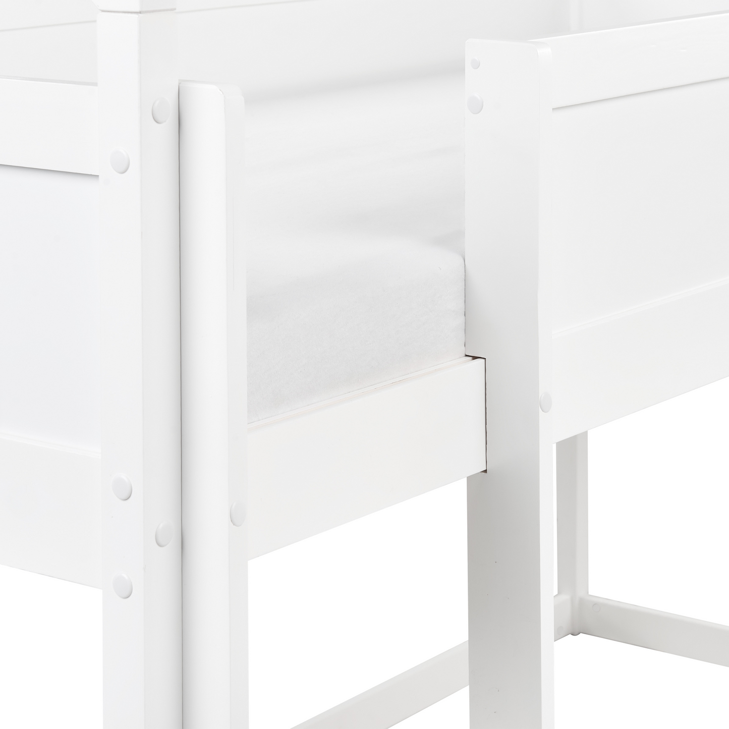 BrightNest Kids Loft Bed White Pine Wood EU Single Size With Slatted Frame And Playful House Shape