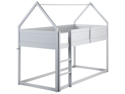 BrightNest Kids Loft Bed Grey Pine Wood Single With Slatted Frame