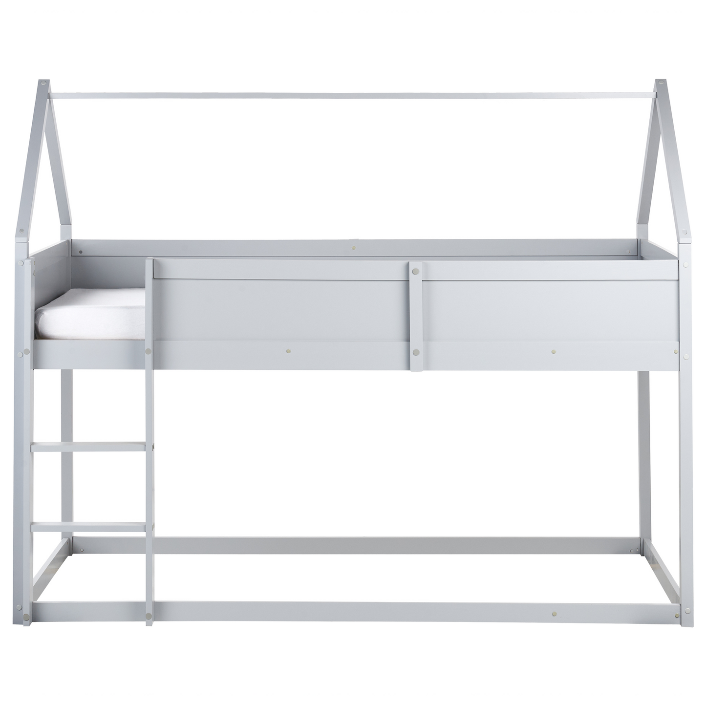 BrightNest Kids Loft Bed Grey Pine Wood Single With Slatted Frame