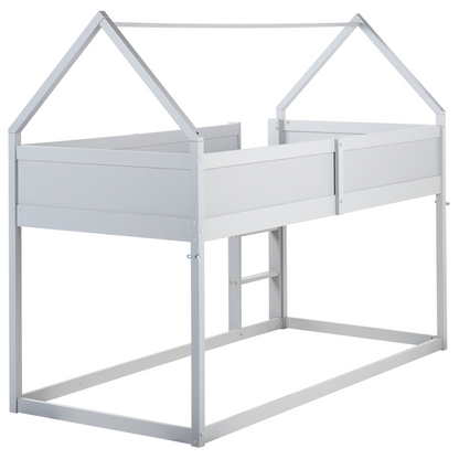 BrightNest Kids Loft Bed Grey Pine Wood Single With Slatted Frame