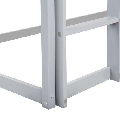 BrightNest Kids Loft Bed Grey Pine Wood Single With Slatted Frame