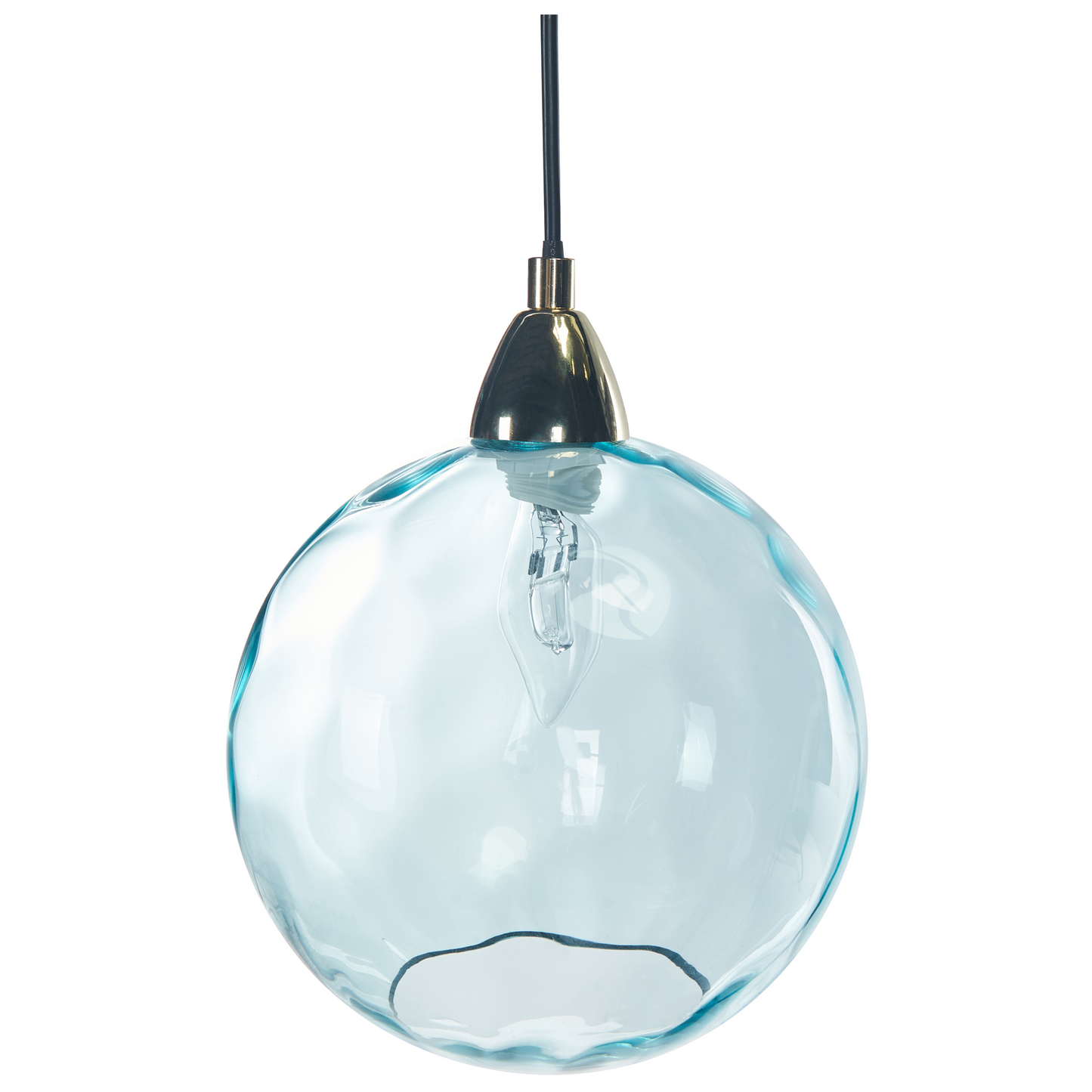 Pendant Lamp Blue Metal Five Glass Shades Modern Glam Light