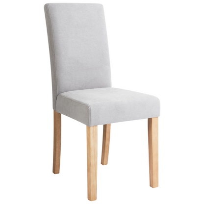 Modern Grey Fabric Dining Chairs Set Of 2 With Wooden Legs For Kitchen Or Dining Room