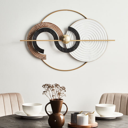Multicolour Iron Wall Hanging Modern Accent Gold Accents