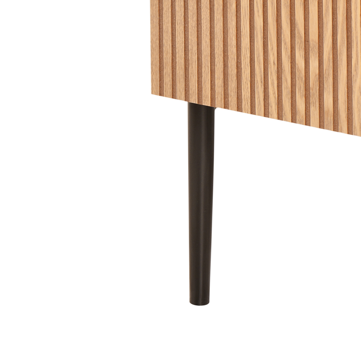 NovaHome Bedside Table Natural Ash Wood 1 Drawer Ribbed Front Modern