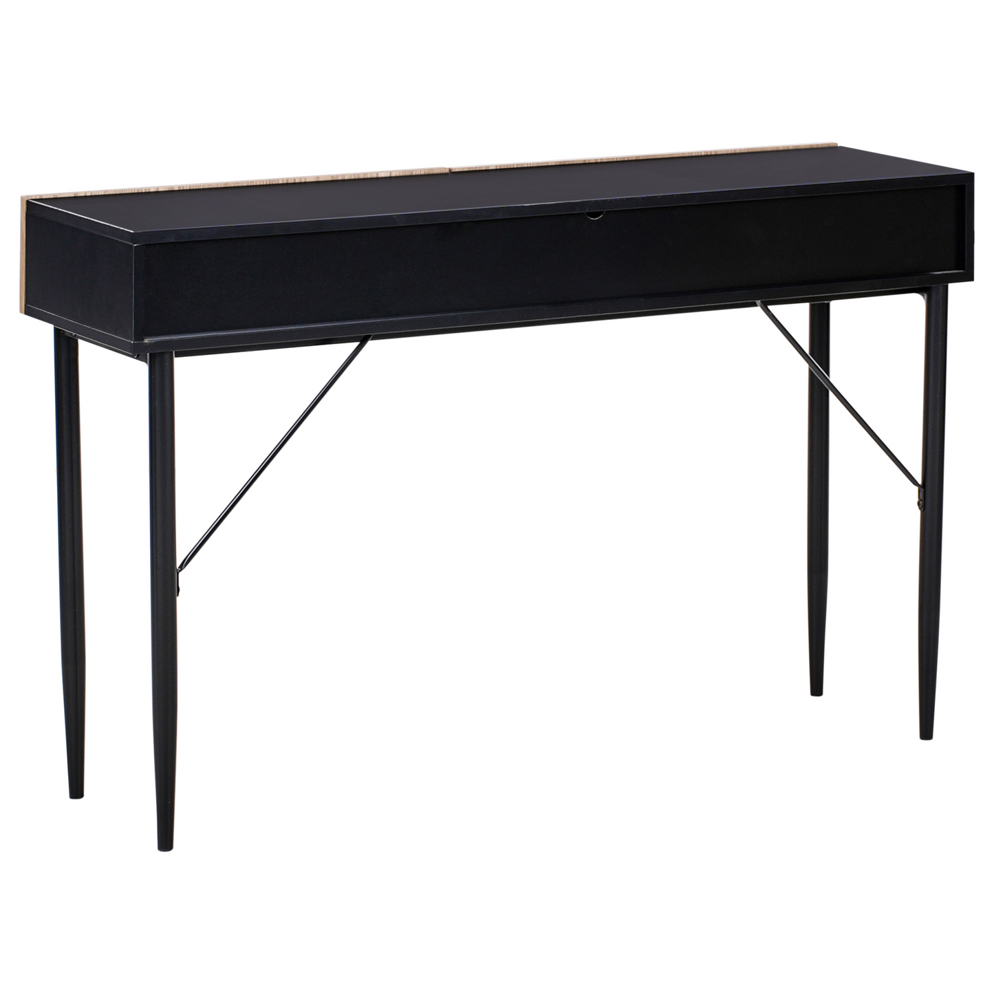 Brand Console Table Black MDF Natural Ash Ribbed Front 2 Drawers