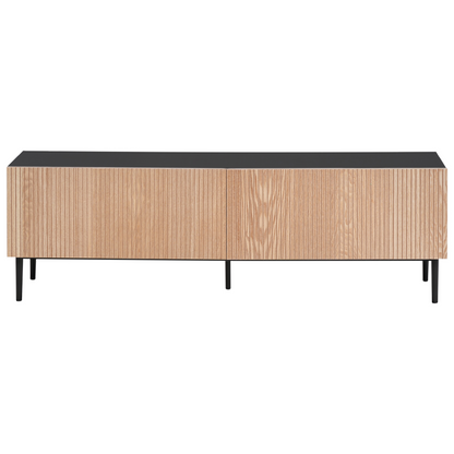 BrandName TV Stand Black MDF Ribbed Front 2 Drawers Living Room