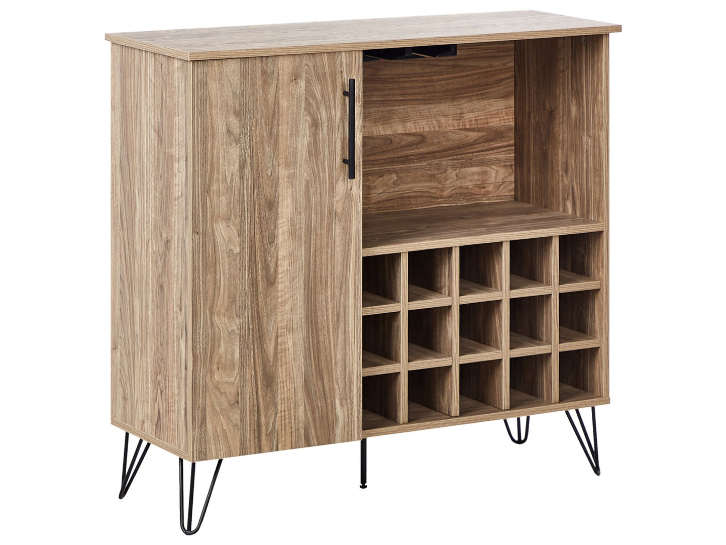 Elegant Home Wine Cabinet With BuiltIn Rack Light Brown Particleboard