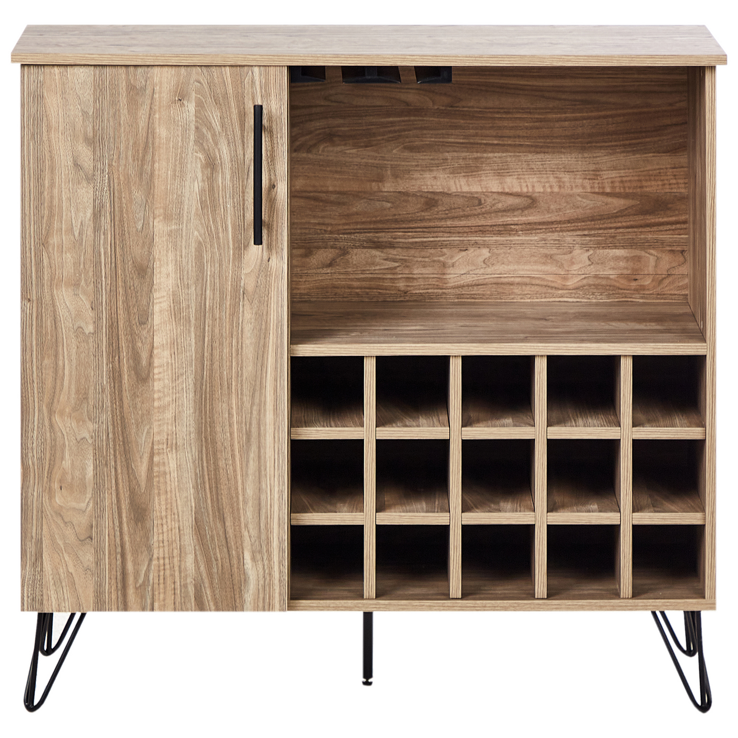 Elegant Home Wine Cabinet With BuiltIn Rack Light Brown Particleboard