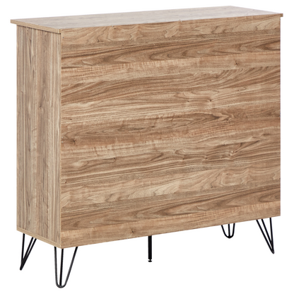 Elegant Home Wine Cabinet With BuiltIn Rack Light Brown Particleboard
