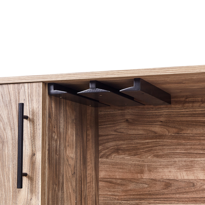 Elegant Home Wine Cabinet With BuiltIn Rack Light Brown Particleboard