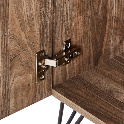Elegant Home Wine Cabinet With BuiltIn Rack Light Brown Particleboard