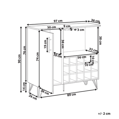 Elegant Home Wine Cabinet With BuiltIn Rack Light Brown Particleboard