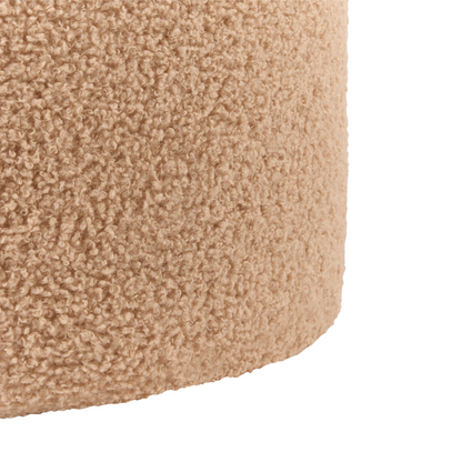 Boucle Storage Pouffes Set of 2 Light Brown Teddy Fabric Round Ottomans Hidden Storage
