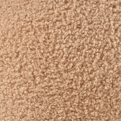 Boucle Pouffe Round Footstool 60cm Light Brown Modern Living