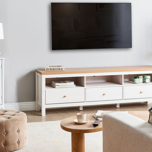 TV Stand White Particle Board 3 Drawers
