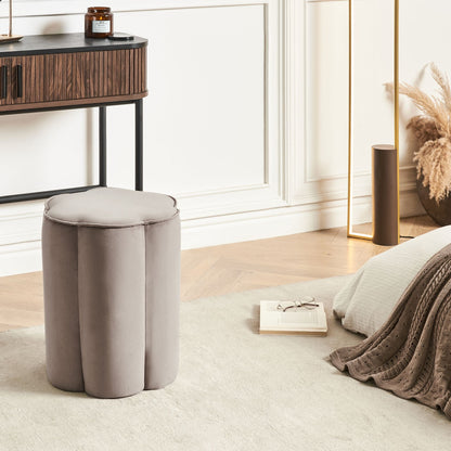 Taupe Velvet Round Pouffe 39 x 34 x 45cm Footstool