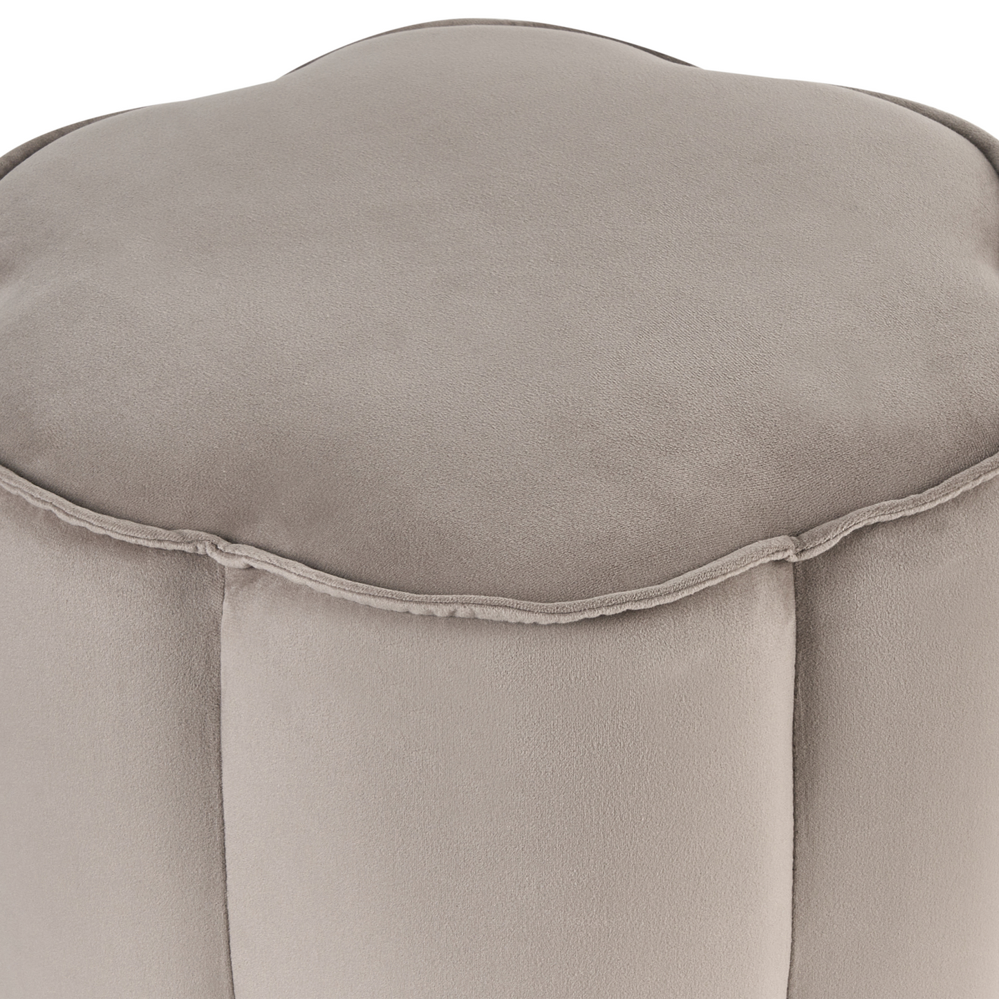 Taupe Velvet Round Pouffe 39 x 34 x 45cm Footstool