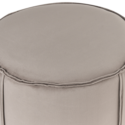 Velvet Taupe Round Pouffe 40 x 40 x 43cm Footstool For Living Room And Bedroom Modern Upholstery Accent