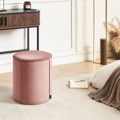 Velvet Pink Round Pouffe 40cm Footstool Upholstery Modern
