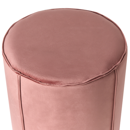 Velvet Pink Round Pouffe 40cm Footstool Upholstery Modern