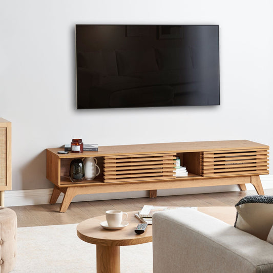 Zenith Home TV Stand 180 x 40cm Brown Particle Board Modern CableMgmt