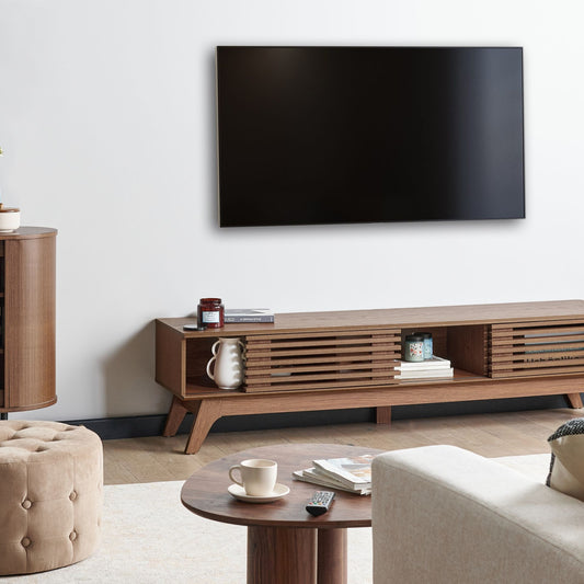 TV Stand Dark Brown 180 x 40cm Cable Management