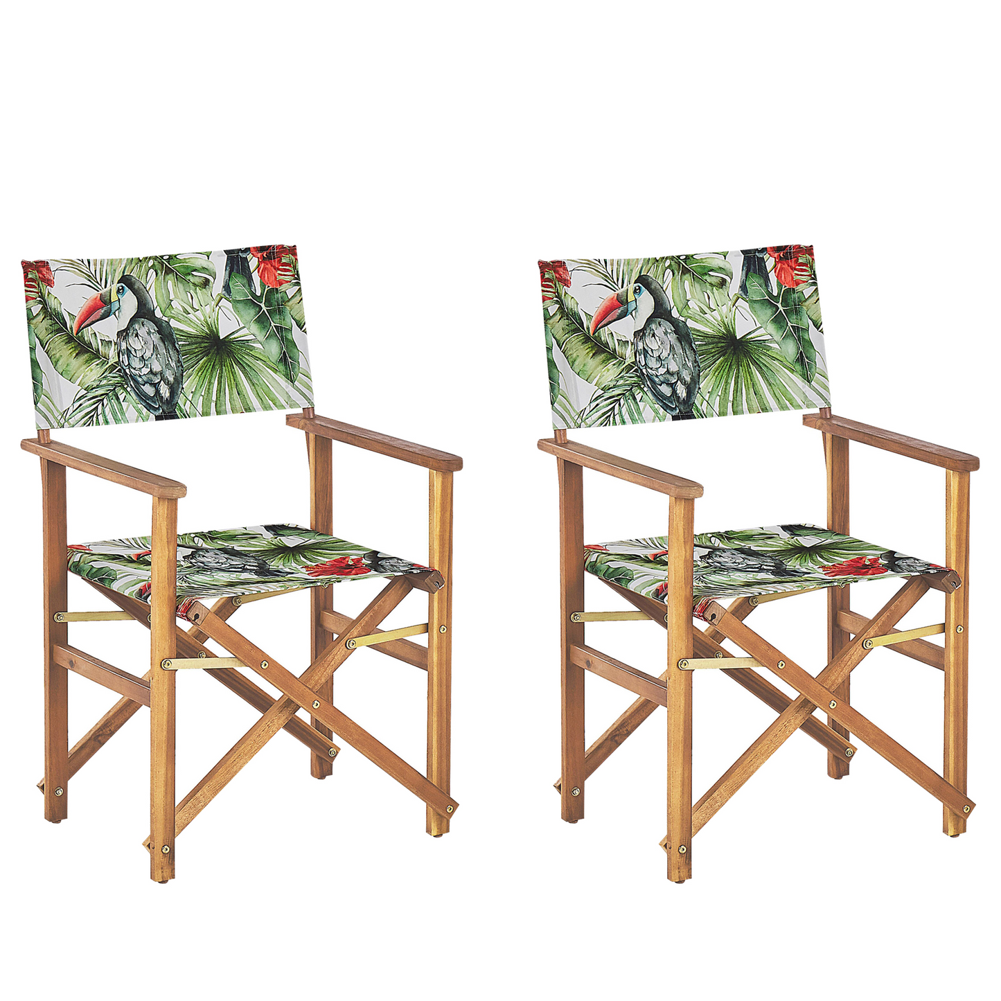 Acacia Garden Director's Chair Pair Grey Toucan Fabric Folding