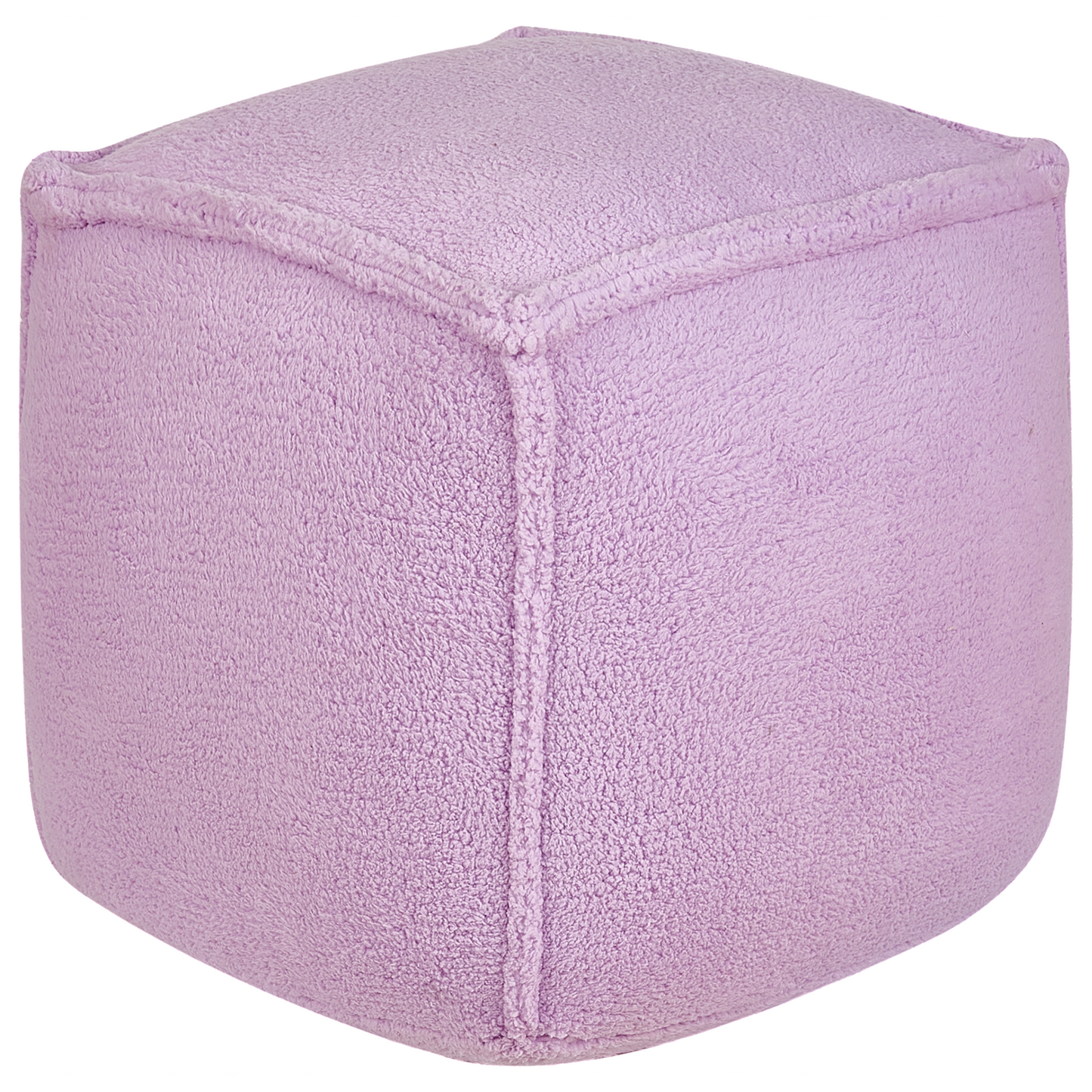 Violet Pouffe 40 x 40 x 40cm Fluffy Teddy Fabric Square Seat