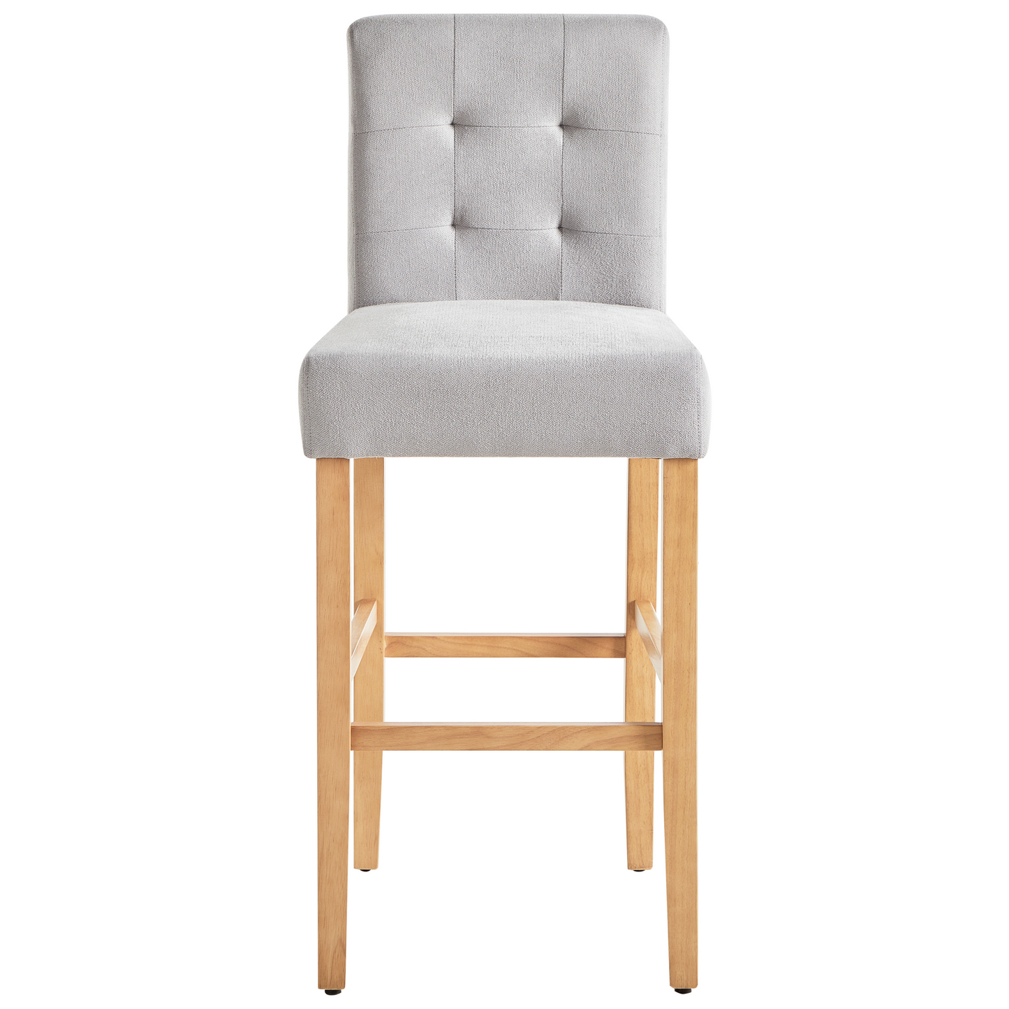 Grey Tufted Bar Stool Set of 2 with Footrest Modern