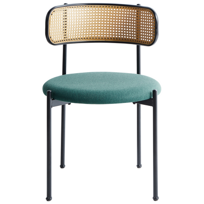2 Accent Dining Chairs Viennese Braid Backrest Green Fabric