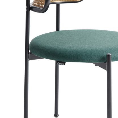 2 Accent Dining Chairs Viennese Braid Backrest Green Fabric
