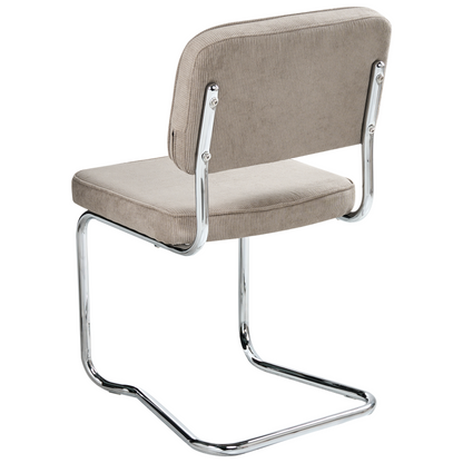 Set Of 2 Taupe Corduroy Dining Chairs With Iron Legs For Retro Style Dining Room