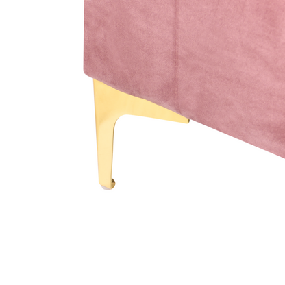 Velvet Pink Tufted Storage Ottoman With Gold Legs
