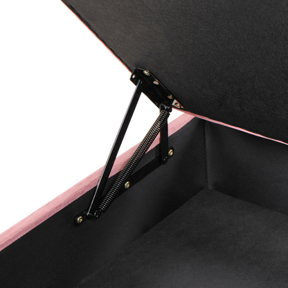 Velvet Pink Tufted Storage Ottoman With Gold Legs