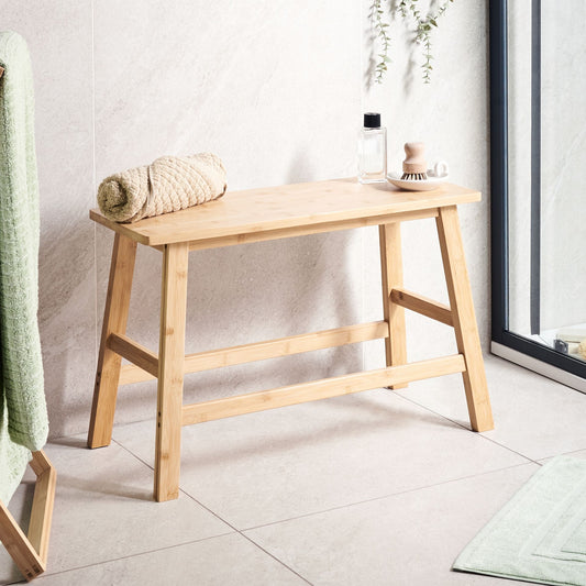 Bathroom Bench Light Brown Bamboo Wood Minimalist