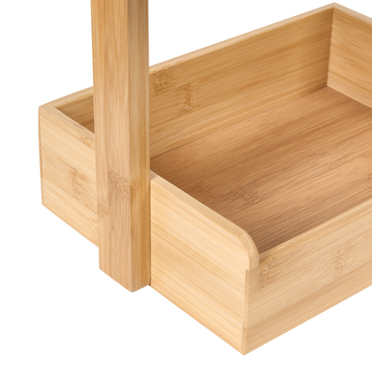 4 Tier Bath Shelving Unit With Basket Design Light Brown