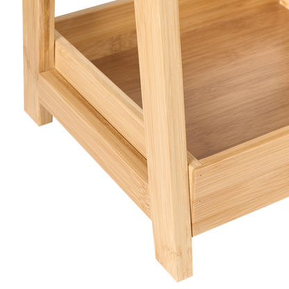Bathroom Shelving Unit 3-Tier Light Brown Bamboo Wood With Raised Border