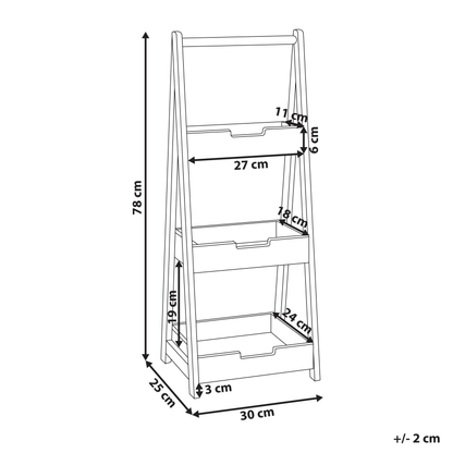 Bathroom Shelving Unit 3-Tier Light Brown Bamboo Wood With Raised Border