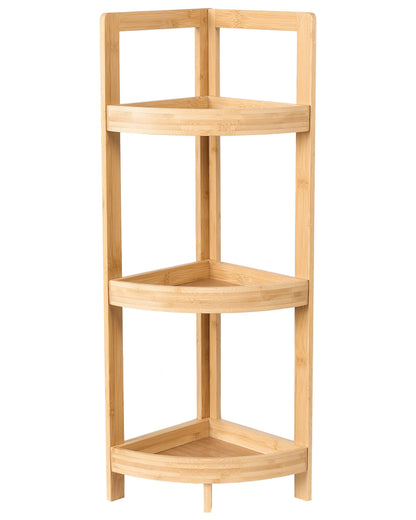 Bath Corner Shelving 3 Tier Basket Design Light Brown