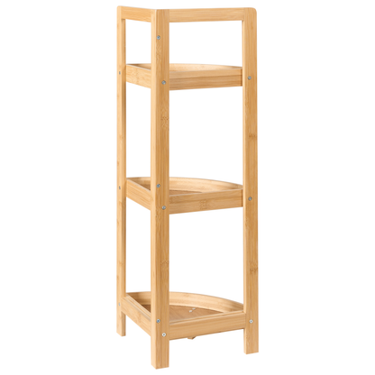 Bath Corner Shelving 3 Tier Basket Design Light Brown