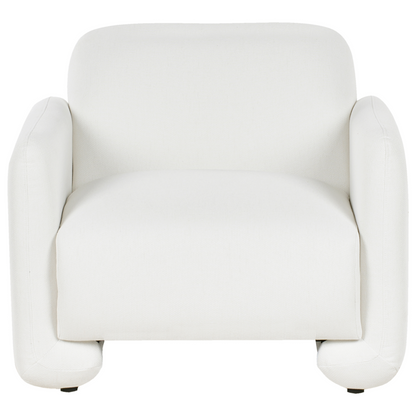 White 3-Seater Fabric Sofa And Armchair With Wide Backrest