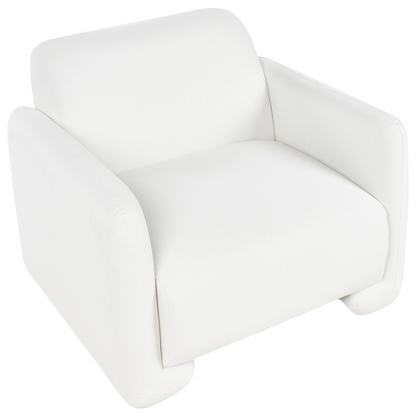 White 3-Seater Fabric Sofa And Armchair With Wide Backrest