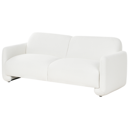 White 3-Seater Fabric Sofa And Armchair With Wide Backrest