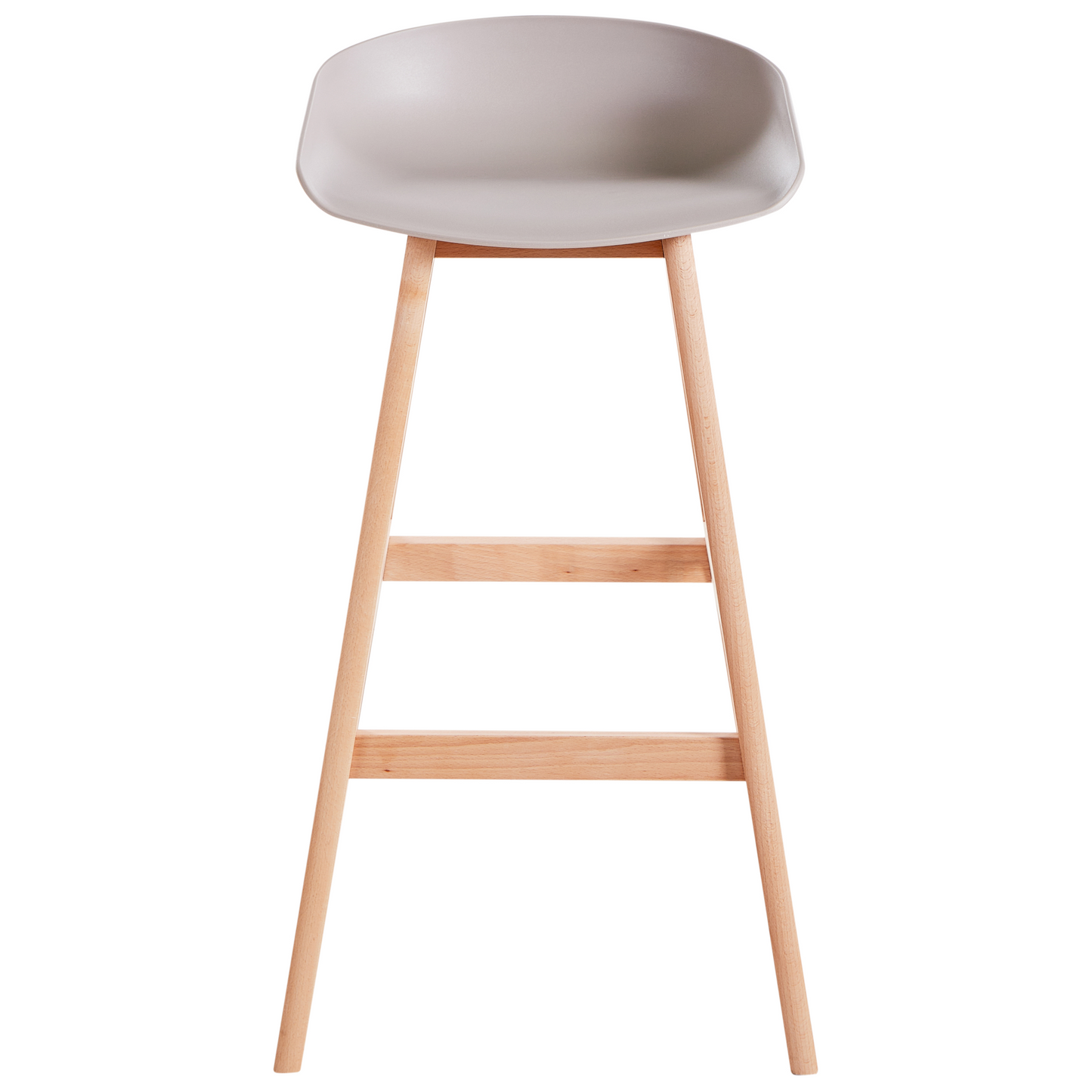 Set Of 2 Bar Stools Light Wood And Taupe Plastic 85cm Counter Height Comfort Chairs