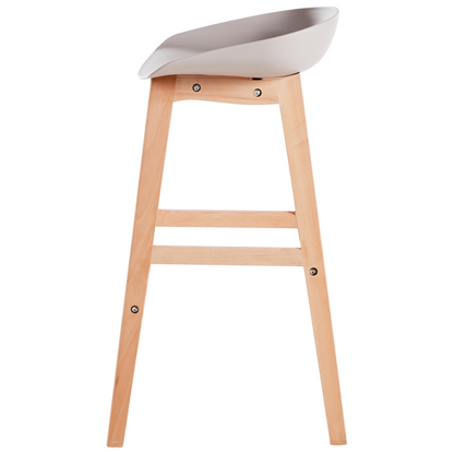 Set Of 2 Bar Stools Light Wood And Taupe Plastic 85cm Counter Height Comfort Chairs