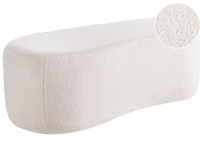 Pouffe Off White Boucle Upholstered Bed Bench Stool